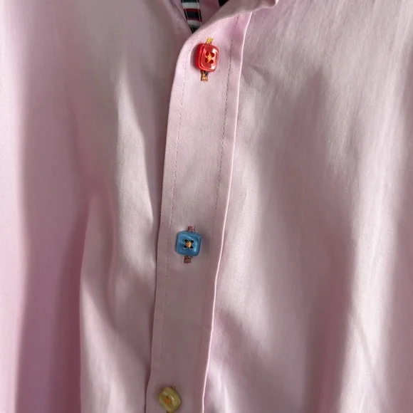 CLAUDIO LUGLI MULTI STRIPE COLLER PINK SHIRT Dress Shirt size XL - Picture 6 of 8